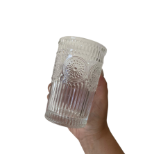 vaso de vidrio labrado grande
