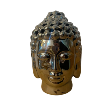 Buda de ceramica decorativo plateado