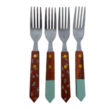 Set 4 tenedores madera diseño botanico