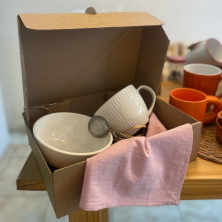 Box Rosa y Blanco regalo desayuno