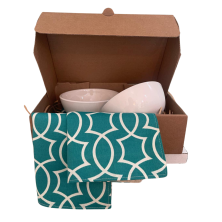 Box Calm – Pocillos Blancos e Individuales Verde Agua