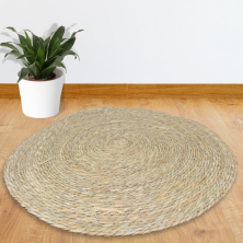 Alfombra redonda de yute tejida a mano 80 cm