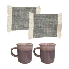 Set Deco con Tazas Grandes e Individuales en Tonos Neutros