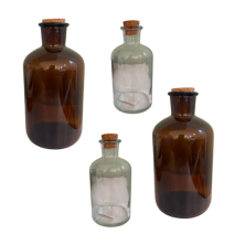 Set de 4 Botellas Decorativas de Vidrio con Tapa de Corcho