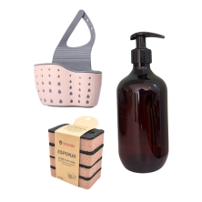 Set de Cocina con Soporte, Esponjas y Dispensador de Jabón