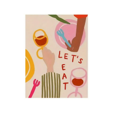 Lamina Decorativa De Lienzo Diseño Let's eat 30x40cm