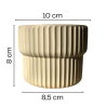 Maceta cerámica manteca mate con relieve 10x8 cm