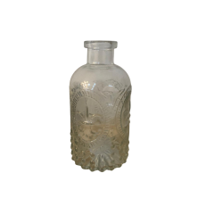 Botella florero vidrio labrado transparente