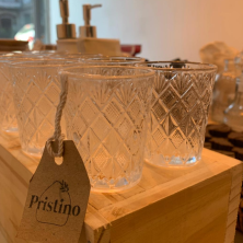 Vaso shot de vidrio labrado 6 cm diseño tallado