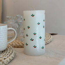 Vela navideña de parafina 14 cm pintada a mano decorativa