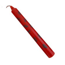 Vela Roja Navideña Artesanal Pintada A Mano 14 cm