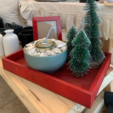 Bandeja De Madera Roja Navidad Decorativa 35x25 Cm