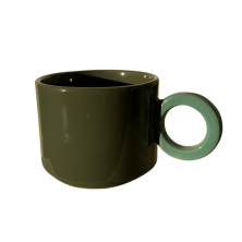Taza de Cerámica Verde con Asa Circular 7 cm