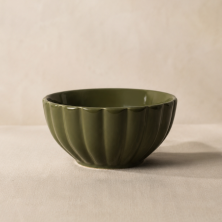 Pocillo Bowl Cerámica Verde Relieve 15 Cm Moderno