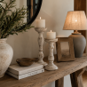 Set dos Candelabros De Madera Blancos Rústico