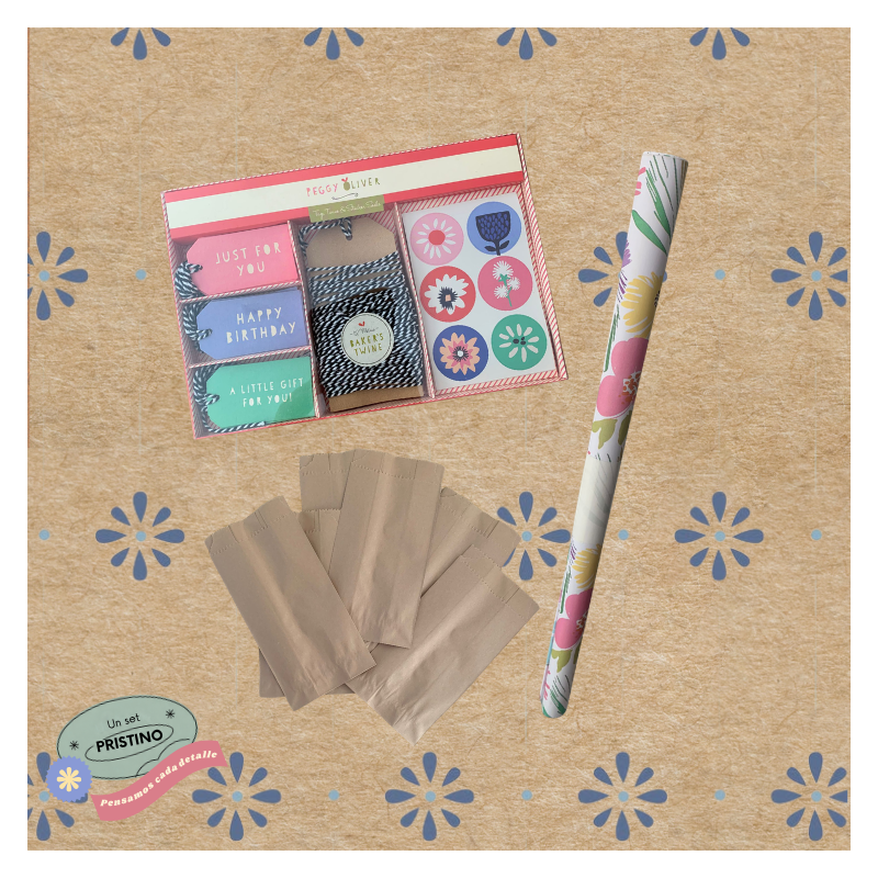 Kit Para Envolver Regalos Con Etiquetas Y Papel | Pristino